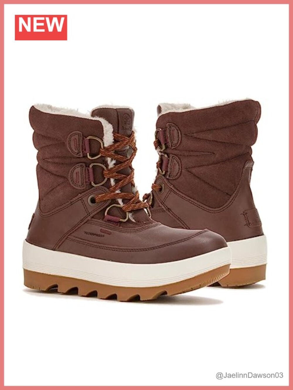 Women's Mid-Calf Snow Boots Waterproof Suede Leather Shearling Lining Pull-On